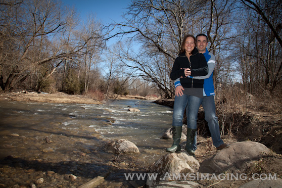 Engagement photo by the Bowmanville Creek